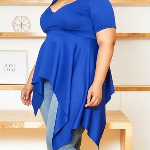 Cobalt Blue Plus Size Peplum Top